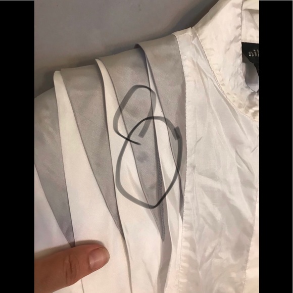 Vintage Pleated Silky White Buttn Down - Picture 6 of 9